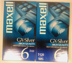 Lot of 2 Maxell GX-Silver High Quality VHS Blank Video Cassette Tape T-120 6 Hr - £7.82 GBP