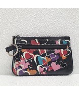 Fossil ID Case Zip Card Wallet Leather Black Multicolor Hearts - $365.25 MXN