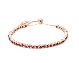 6 CT Round Cut Red Ruby Adjustable Bolo Tennis Bracelet In 14K Rose Gold Plated - £137.73 GBP