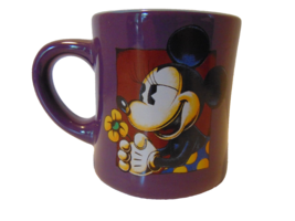 Walt Disney World Purple Ceramic Coffee Cup Mug Micky Mouse With Flower  - £7.09 GBP