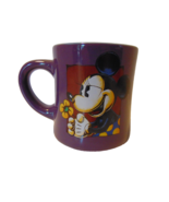 Walt Disney World Purple Ceramic Coffee Cup Mug Micky Mouse With Flower  - £6.98 GBP