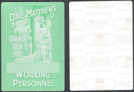 Dave Matthews Band OTTO Cloth Working Personnel Pass from the 2003 Summe... - £4.71 GBP