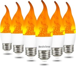 Bestview LED Flame Effect Light Bulbs,3 Modes Smart E26 Chandelier Base - £32.27 GBP