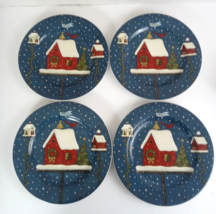 Warren Kimble Sakura Home For The Holidays 2001 Bird Houses 4 Salad Plates - $403.74 MXN
