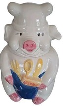 Vintage Farmhouse PIG with Cookbook &amp; Utensils ~ 10.5&quot; Tall ~ Ceramic Cookie Jar - $70.13