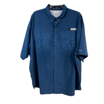 Columbia Mens Blue Short-Sleeve Omni-Shade Button-Down Shirt Extra Extra... - $22.80