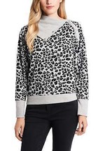 Vince Camuto Leopard Jacquard Print Fold Over Neck Long Sleeve Top, XL - £27.45 GBP