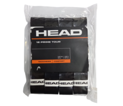 HEAD 12 Prime Tour Ovegrip Tennis Tapes Racket Grip Black 0.6mm 12pcs NWT 285631 - $37.90