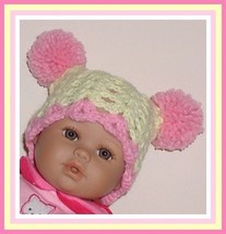 Preemie Girls Hats, Yellow Preemie Hat, Pink And Yellow Hat, Yellow Baby Cloche - £9.04 GBP