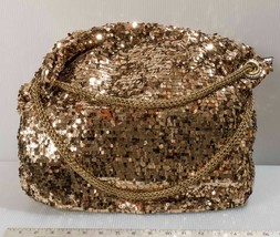 2b Bebe Copper Gold Sequin Bag with Chain Handle and Black Satin Interior - £65.38 GBP