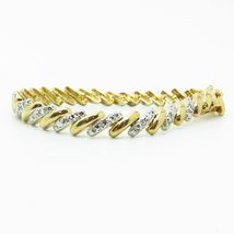 Women&#39;s Fancy 4.25Ct Diamond 14K Yellow Gold Over Vintage Macaroni Bracelet - £141.24 GBP