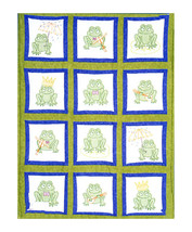 Jack Dempsey Needle Art Frogs Theme 9 Inch Quilt Blocks - £8.75 GBP