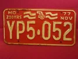 LICENSE PLATE Car Tag 1976 1977 MISSOURI 200 YRS YP5 052 [Y13B - £10.61 GBP