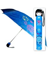 KOKESHI DOLL UMBRELLA Blue Folding w Hard Case Geisha Girl Japanese Lady... - €11,19 EUR