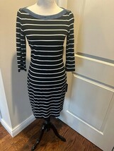 Tommy Hilfiger Black White Horizontal Stripe Denim Neckline Dress SZ 8 NWT - $48.51