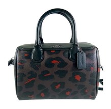 New Coach Woman&#39;s Leopard Print Mini Bennet Satchel Oxblood F39592 - £171.28 GBP