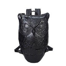 DIOMO Women Backpack Stylish Cool Black PU Leather Owl Backpack Female Hot Sale  - £42.94 GBP