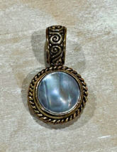 Vintage Avon Silver Gold Tone Pendant Slide with Smokey Blue Stone for N... - £6.96 GBP