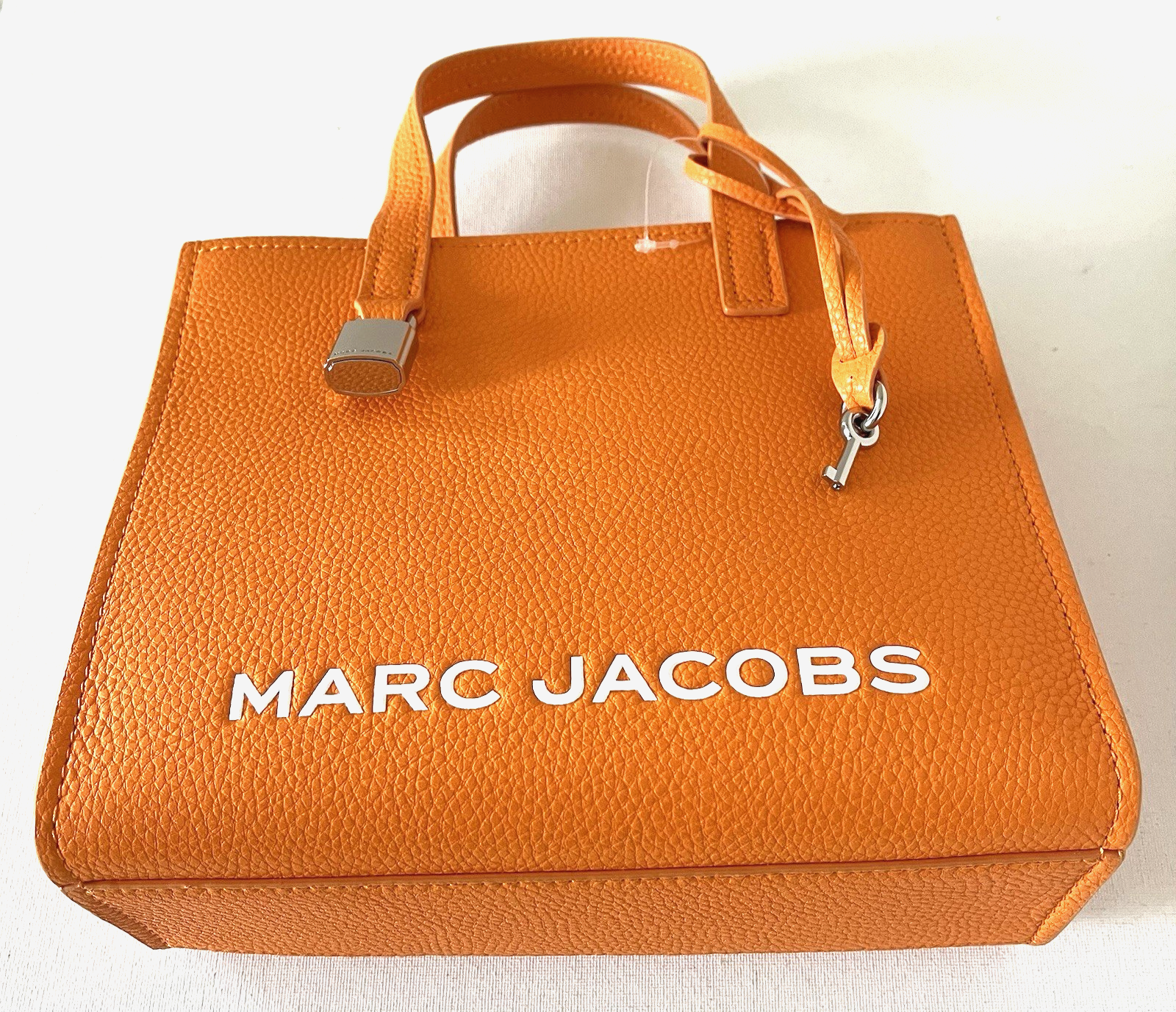 New Marc Jacobs Mini Grind Leather Tote Tangerine Item image 5