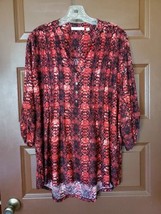 Notations Blouse •Size 1X Red Animal Printed Embellished Blouse Career - $14.85