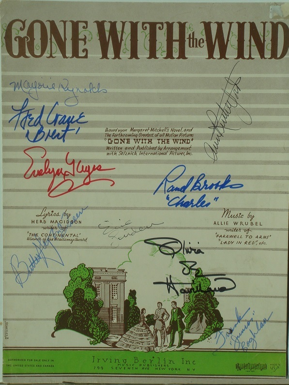 GONE WITH THE WIND - GWTW CAST X9 SIGNED MUSIC SHEETS - Ann Rutherford  ... - $579.00