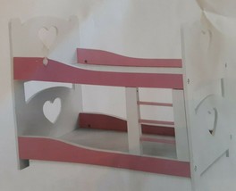 Pink butterfly Doll Bunk Bed Wooden Toy Furniture White/Pink fits 18 inch dolls - £37.05 GBP