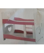 Pink butterfly Doll Bunk Bed Wooden Toy Furniture White/Pink fits 18 inc... - $39.00