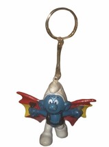 Smurf With Hang Glider Red &amp; Yellow Wings Keychain Figure 1979 Vintage S... - $11.57