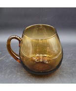 BLENKO? MCM Handblown Amber Glass Mug Angled Slant Asymmetrical Multiple... - $13.52 CAD