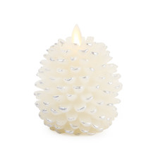 Flameless Candle Pine Cone Shape White With Silver - $110.91