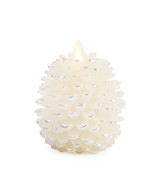 Flameless Candle Pine Cone Shape White With Silver - £87.13 GBP