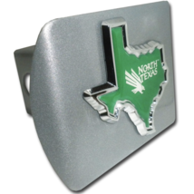 university of north texas state emblem on brushed trailer hitch cover usa made - £64.13 GBP