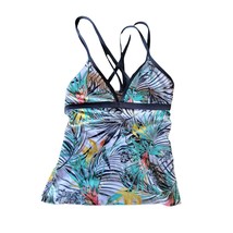 Skye Swim Top S/P Womens White Tropical Print Pullover Swimwear Padded - £12.10 GBP