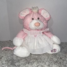 Vintage 1987 Fisher Price Puffalump Pink Mouse White Eyelet Dress Plush RARE SEE - £34.96 GBP