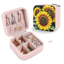 Leather Travel Jewelry Storage Box - Portable Jewelry Organizer - Burst of Sun - £12.33 GBP