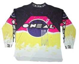 Vintage 1992 Jim O&#39;Neal USA Motocross Racing Biker XL Neon Colors Shirt - £80.38 GBP
