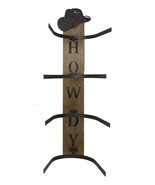 Rustic Western Howdy 4 Slot Cowboy Cowgirl Hats Wall Rack Hanger Organizer - $957.16 MXN