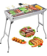 CHARCOAL GRILL Barbecue Stainless Steel BBQ Smoker Folding Portable Tail... - $50.99