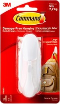 3M Command Large Designer Hook, White, 1 Wall Hook 1 Pack - £6.07 GBP