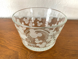 Vintage Disney Glass Bowl with Frosted Mickey Icons 7" W x 4" H - $25.74