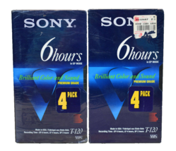 NIP Two 4 Packs (8) Sony T-120 VE Premium Grade VHS Tapes Sealed - $19.80