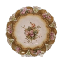 S &amp; T RS Germany Floral Pink Roses Scalloped Bowl 1900s Antique Prussia Gold - £97.21 GBP