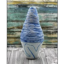Handmade Ceramic Tall Flower Vase Sculptural, Textured White &amp; Blue Pott... - £131.55 GBP