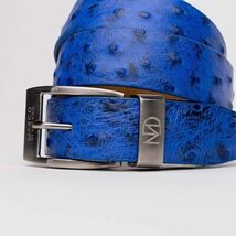 Domenico Genuine Exotic & Ostrich Belt Electric Blue image 2