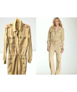 $388 DA-NANG RARE!  SURPLUS INDOCHINE TAN SILK UTILITY CARGO JUMPSUIT - S - $170.00