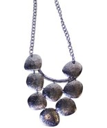 New MEXZOTIC Bubble Plate BIB NECKLACE Matte Silvertone Pewter NWT Free ... - £12.81 GBP