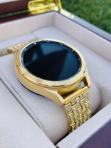 Custom 24k Gold 46mm Plated Samsung Galaxy Watch 4 Gold Bezel Rhinestone... - £926.76 GBP