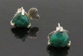 925 Sterling Silver - Prong Set Faceted Jade Shiny Stud Earrings - EG8219 - £23.16 GBP