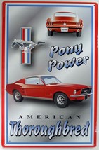 Ford Pony Powered Mustang American Thoroughbred Car Metal Sign - $19.95