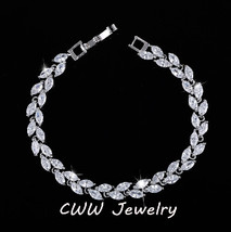 CWWZircons New Trendy 2021 Cubic Zirconia Jewelry Silver Color Leaf Charm CZ Cry - £12.02 GBP